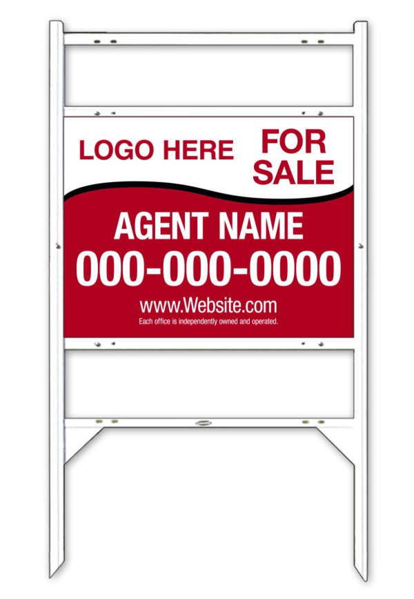 White angle iron frame and sign panel unit with two rider inserts, 24 GA steel 18h x 24w