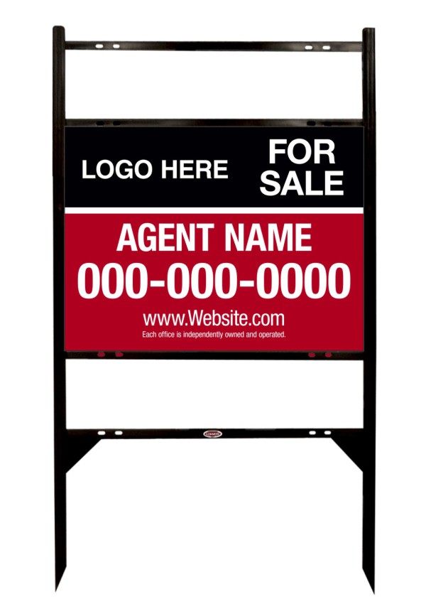 Black angle iron frame and sign panel unit with two rider inserts, 24 GA steel 18h x 24w