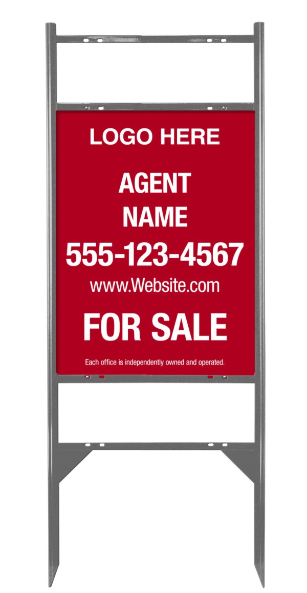 Gray Angle Iron Frame and sign panel unit for 2 Rider Inserts, 24 GA steel 24h x 18w