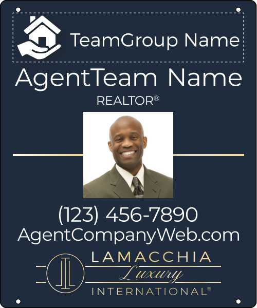 Luxury Agent Team Group Name Photo w Logo Hanging Sign Panel, 24h x 20w, 3mm Aluminum Composite