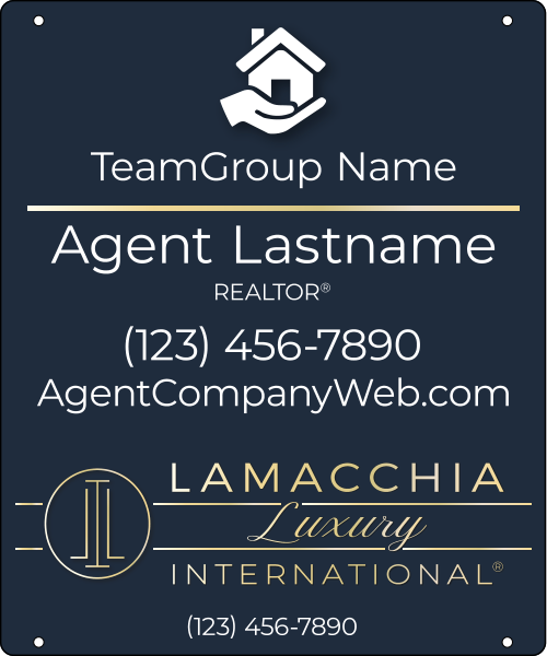 Luxury Agent Team Group Name w Logo Office Phone Hanging Sign Panel, 24h x 20w, 3mm Aluminum Composite