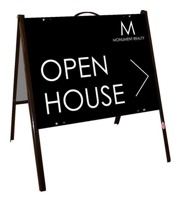 Angle Iron Frame and Open House Sign Panel Unit, 18h x 24w, Poly