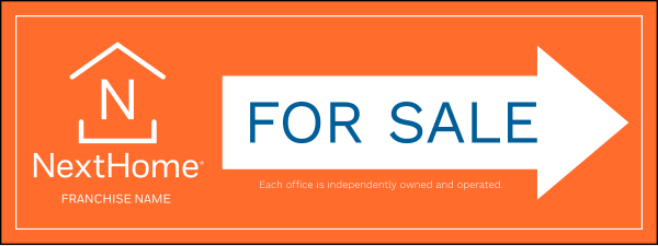 Directional For Sale Sign Panel, Corrugated 4mm, 9h x 24w