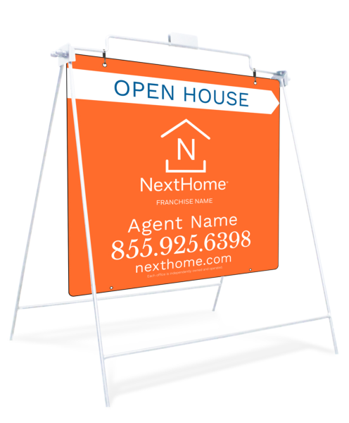 Open House Agent Name White Swinging A-Frame and Sign Panel Unit, 24h x 24w, PVC