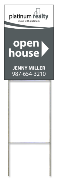 Wire Stake and Open House Agent Sign Panel, Corrugated 4mm, 18h x 12w