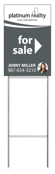 Wire Stake and For Sale Agent Photo Sign Panel, Corrugated 4mm, 18h x 12w
