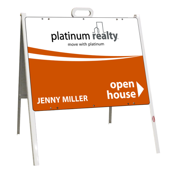 Open House A-Frame and Sign Panel Unit, 18h x 24w, Steel