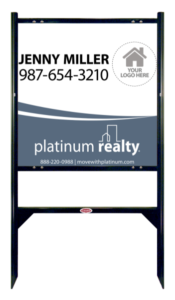 Reflective Angle Iron Frame with One Rider Insert and Sign Panel Unit, 24h x 24w