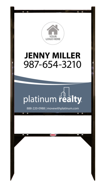 Reflective Angle Iron Frame with One Rider Insert and Sign Panel Unit, 30h x 24w