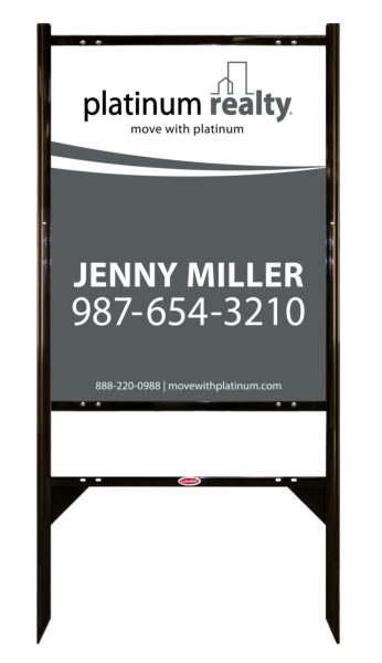 Reflective Angle Iron Frame with One Rider Insert and Sign Panel Unit, 30h x 24w