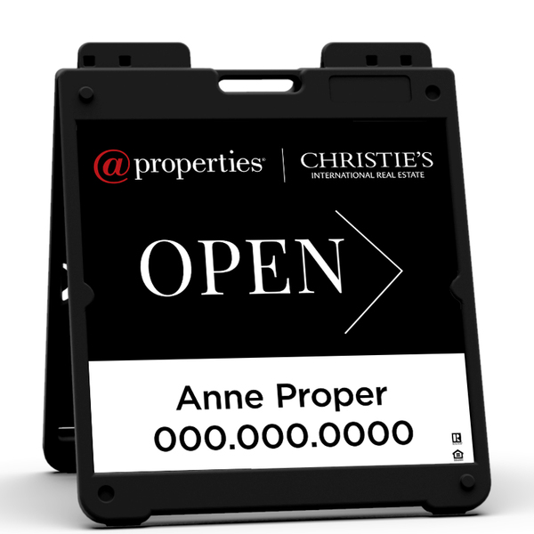 Heavy Duty Plastic A-Frame and  Agent Naeme Open Sign Panel Unit, 20h x 20w, Aluminum Composite