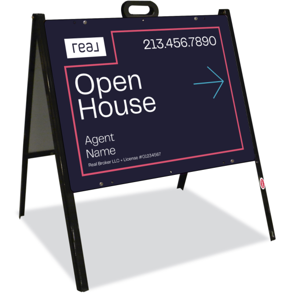 A-Frame and Agent Name Open House Sign Panel Unit, 18h x 24w, Steel