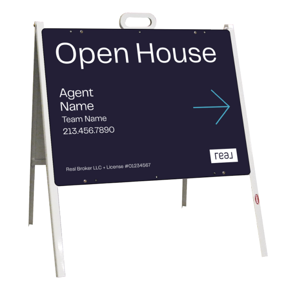 A-Frame and Agent Name w Team Name Open House Sign Panel Unit, 18h x 24w, Steel