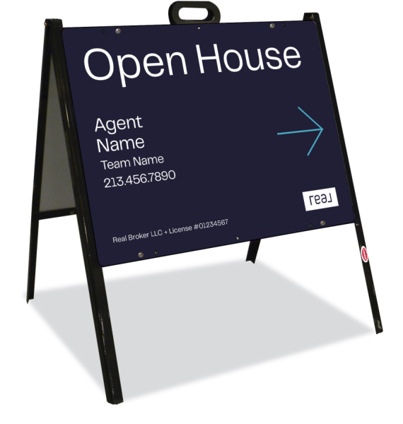 A-Frame and Agent Name w Team Name Open House Sign Panel Unit, 18h x 24w, Steel