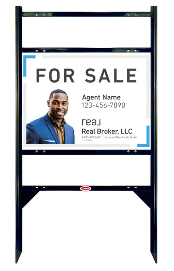 Angle Iron Frame with Two Rider Inserts and Agent Photo Sign Panel Unit, 18h x 24w