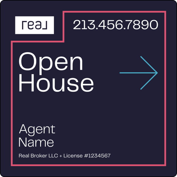Agent Name Open House, SF Sign Panel, 20h x 20, 3MM Aluminum Composite