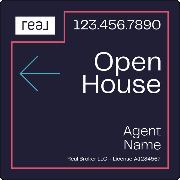 Agent Name Open House, SF Sign Panel, 24h x 24, 3MM Aluminum Composite