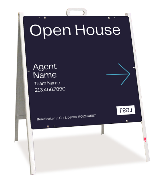 A-Frame and Agent Name w Team Name Open House Sign Panel Unit, 24h x 24w, Steel