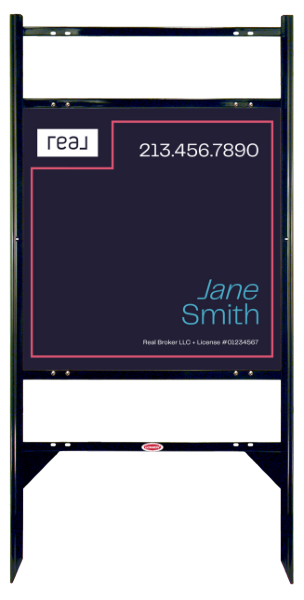 Angle Iron Frame with Two Rider Inserts and Agent Name Sign Panel Unit, 24h x 24w