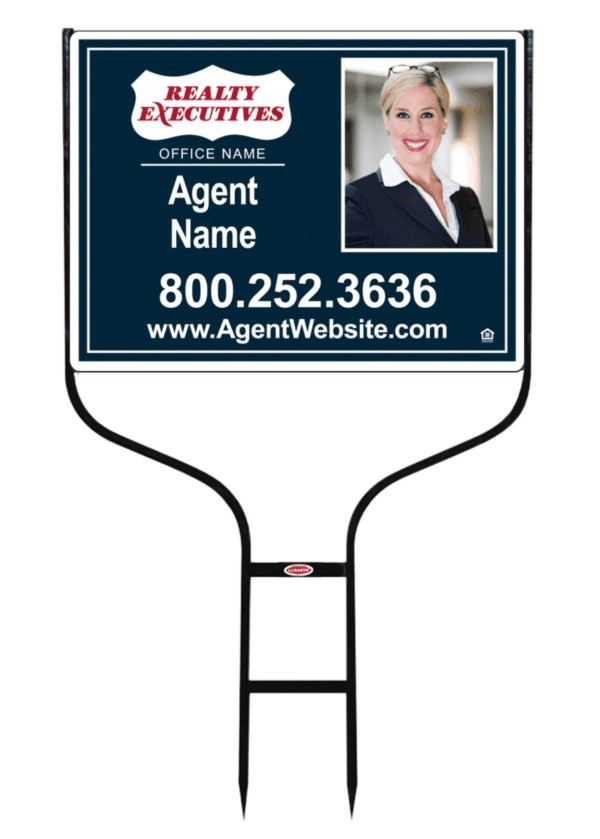 real estate Round Rod Sign Frame and photo sign panel unit, 24 GA steel 18h x 24w