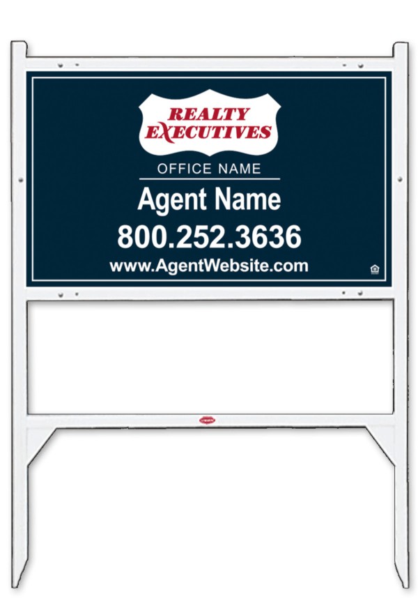 real estate angle iron sign frame and panel unit, 24 GA steel 18h x 30-w White