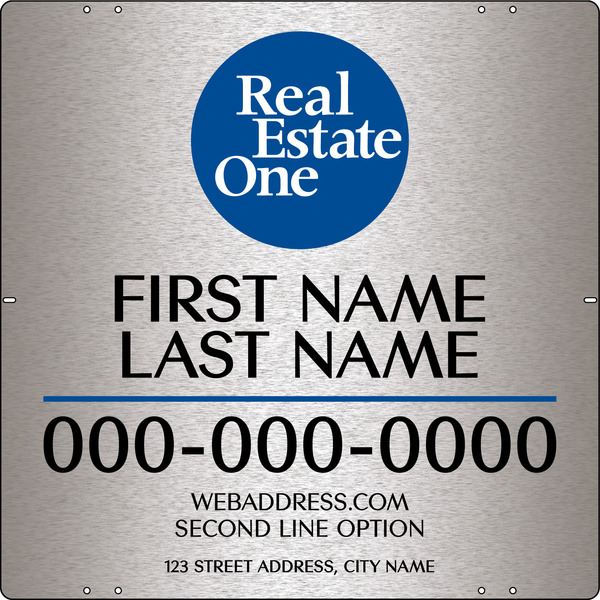Agent Name Sign Panel, 24h x 24w, 3MM Brushed Aluminum Composite