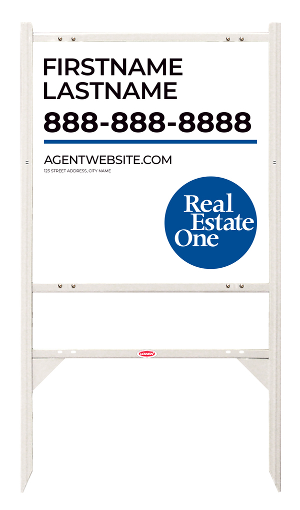 Angle Iron Frame w 1 Rider Inserts and Reflective Agent Name Sign Panel Unit, 24h x 24w, Steel