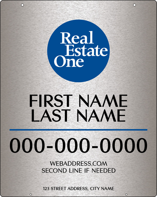 Agent Name Hanging Sign Panel, 30h x 24w, 3MM Brushed Aluminum Composite