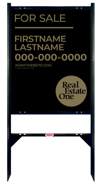 Angle Iron Frame w 1 Rider Inserts and Agent Name Sign Panel Unit, 30h x 24w, .040 Aluminum