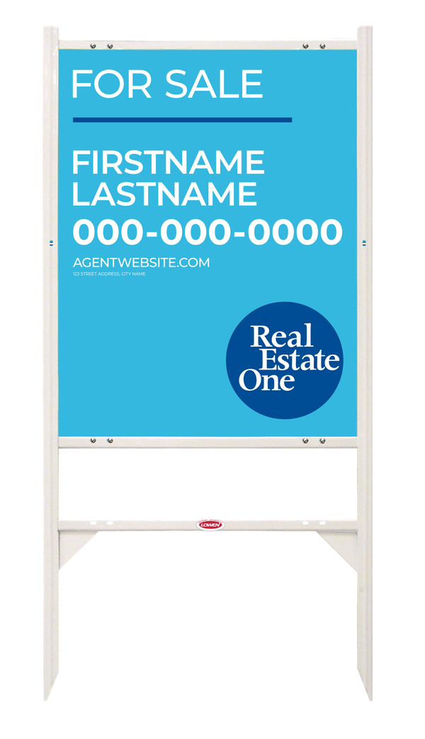 Angle Iron Frame w 1 Rider Inserts and Agent Name Sign Panel Unit, 30h x 24w, Steel