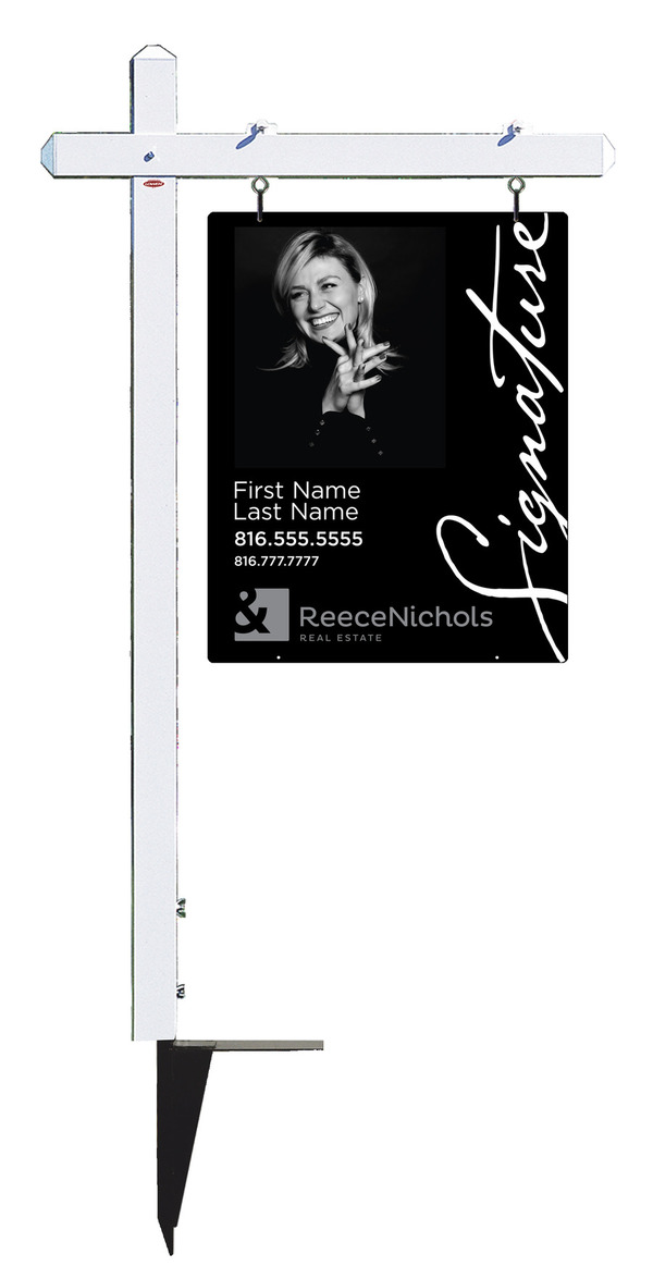 Sign Post and Reflective Agent Photo Sign Panel Unit, 30h x 24w, Steel