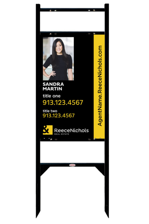 Angle Iron Frame with Two Rider Inserts and Sign Panel Unit, 28h x 18w