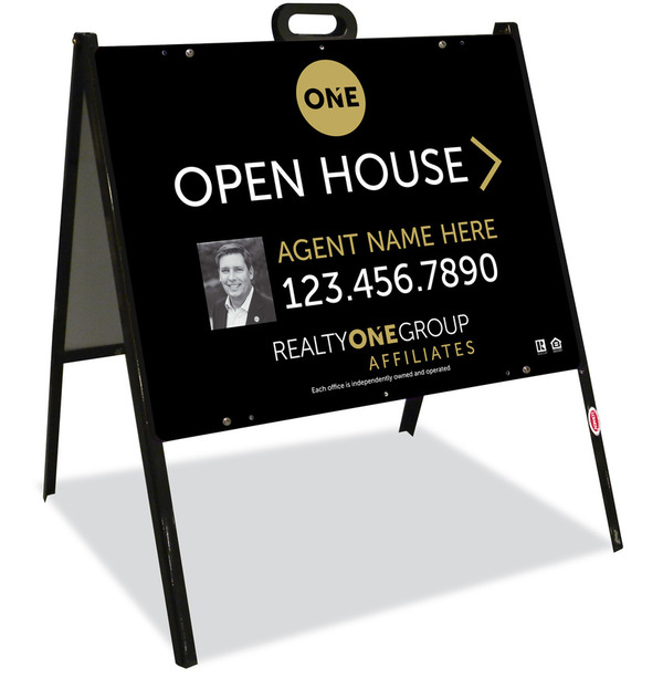 Open House A-Frame and Agent Photo Sign Panel Unit, 18h x 24w, Steel