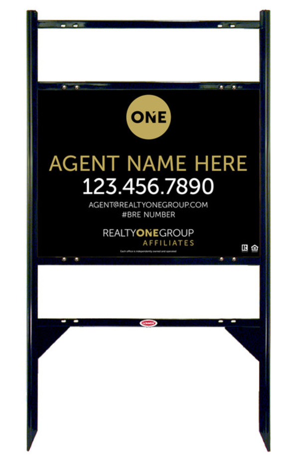 Angle Iron Frame w 2 Rider Inserts and Agent Sign Panel Unit, 18h x 24w, Steel