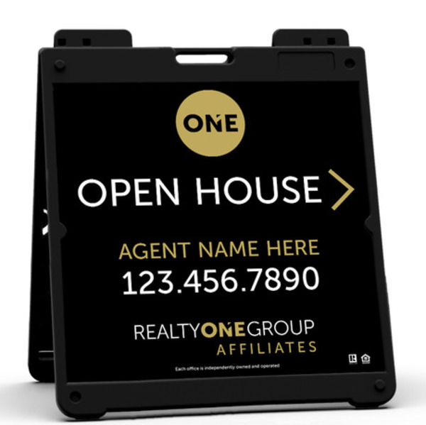 Heavy Duty Plastic A-Frame and Agent Open House Sign Panel Unit, 24h x 24w, Aluminum Composite