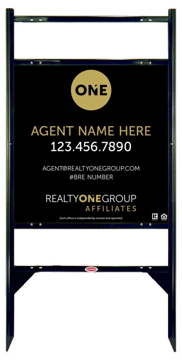 Angle Iron Frame w 2 Rider Inserts and Agent Sign Panel Unit, 24h x 24w, Steel