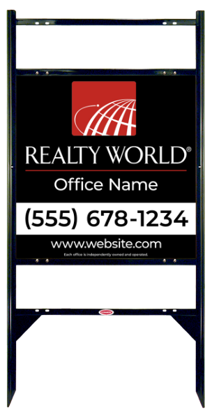 Angle Iron Frame w 2 Rider Inserts and Office Sign Panel Unit, 24h x 24w, Steel