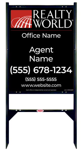 Angle Iron Frame w 1 Rider Insert and Agent Name Sign Panel Unit, 30h x 24w, Steel