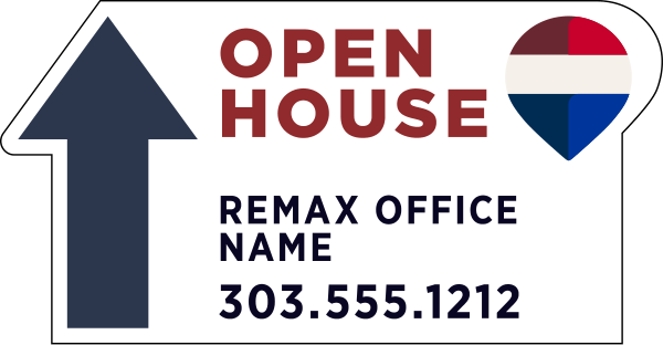 Directional Open House w Office Name SF Cut to Shape Sign Panel, 12h x 23w