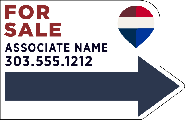 Directional  Cut to Shape For Sale Associate Name Sign Panel, 14.25h x 22w