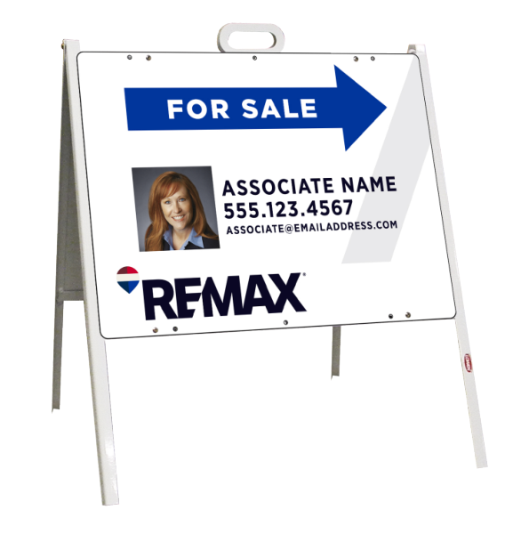 Angle Iron A-Frame and For Sale Associate Name w Photo Sign Panel Unit, 18h x 24w, 24 ga steel
