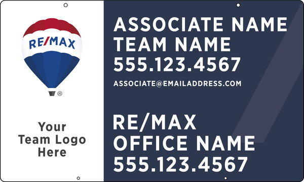 Hanging Associate Name, Team Name w Logo Sign Panel, 18h x 30w, 3mm Aluminum Composite