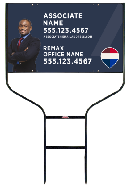 Round Rod Frame and Associate Name w Cut Out Photo Sign Photo Panel Unit, 18h x 30w, Steel