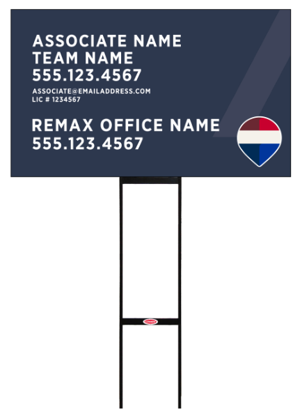 Sentry Round Rod H-Stake Frame and Associate Name w License Number Sign Panel, 18h x 30w, 10mm Corrugated