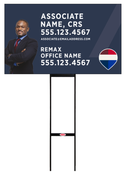 Sentry Round Rod H-Stake Frame and Associate Name, CRS w Cut Out Photo Sign Panel, 18h x 30w, 10mm Corrugated