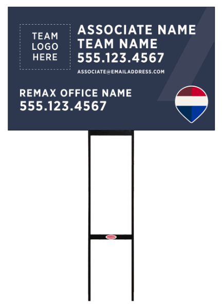 Sentry Round Rod H-Stake Frame and Associate Name, Team Name w Logo Sign Panel, 18h x 30w, 10mm Corrugated