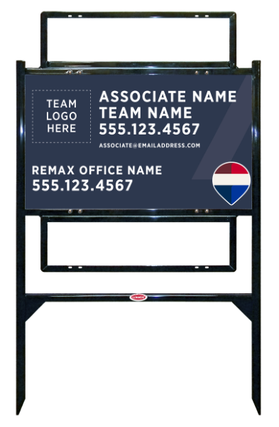 Angle Iron Frame and Associate Name, Team Name w Logo Sign Unit w2 Rider Insert, 18h x 30w, Steel