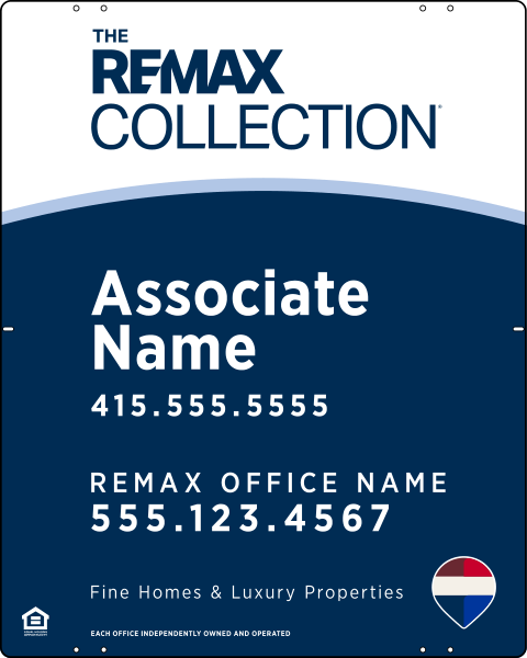 Collection Associate Name Fine Homes & Luxury Properties Sign Panel, 30h x 24w, Steel