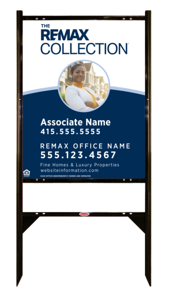 Angle Iron Frame and Collection Associate Name w Photo Fine Homes & Luxury Sign Panel unit, 30h x 24w, Steel