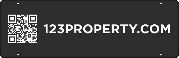 QR Codes w Property website Hanging Sign Rider, 8h x 24w, 3mm Aluminum Composite